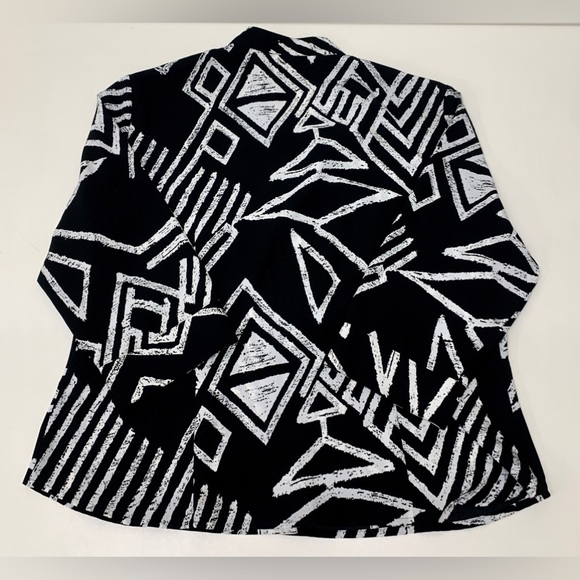 1990s Vintage KATHY CHE Black & White Double Breast Pocket Button Down Top - Picture 16 of 16